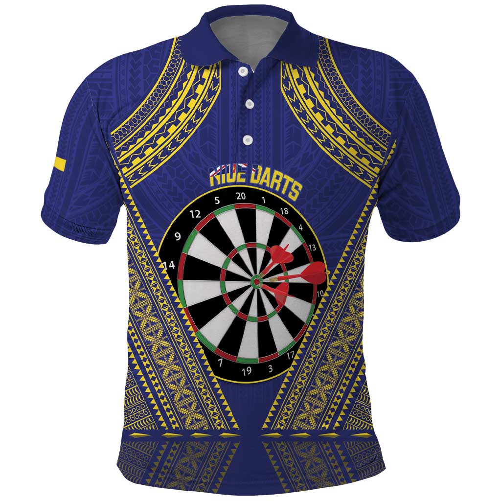 Personalised Niue Darts Polo Shirt Dart Board Hiapo Pattern - Polynesian Pride