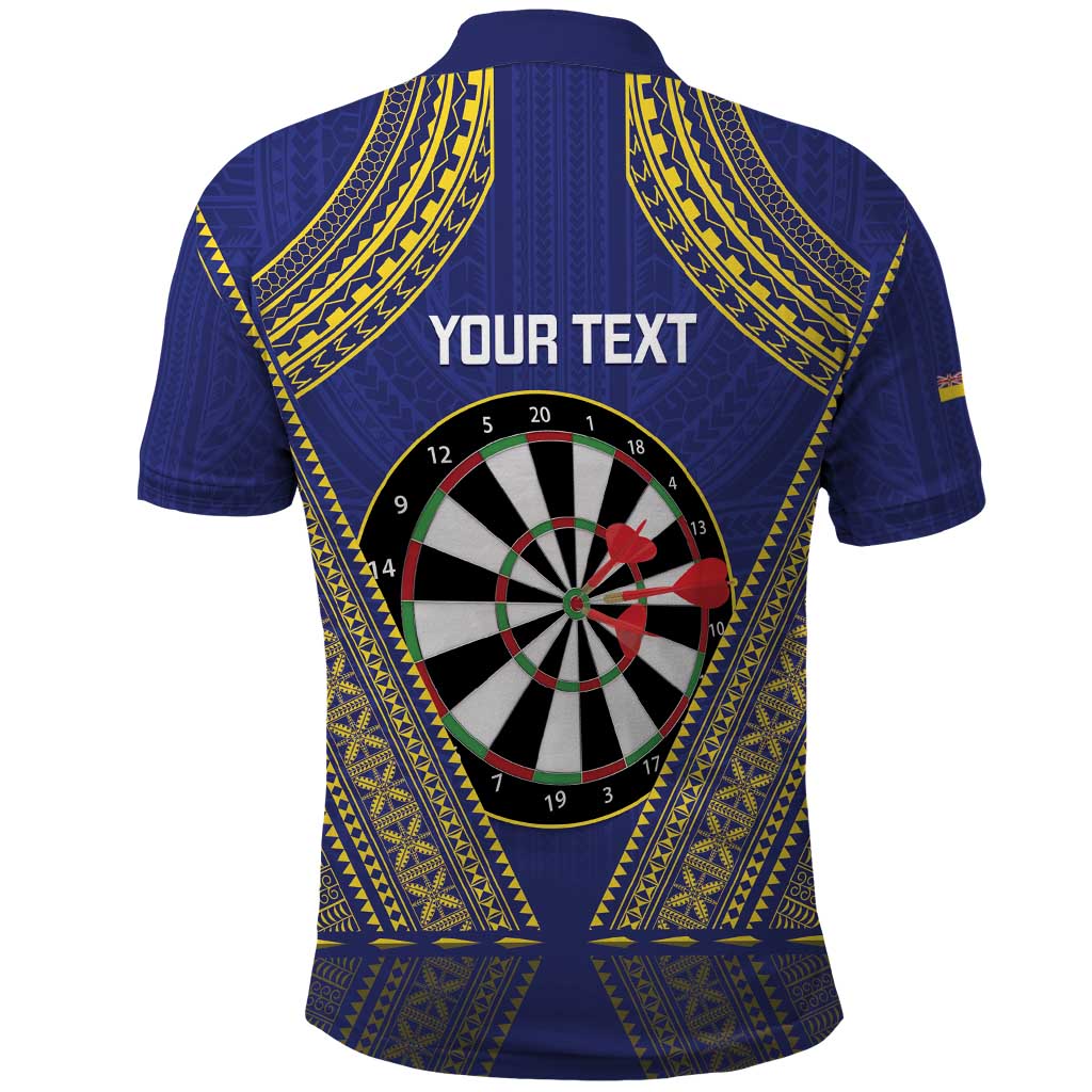 Personalised Niue Darts Polo Shirt Dart Board Hiapo Pattern - Polynesian Pride
