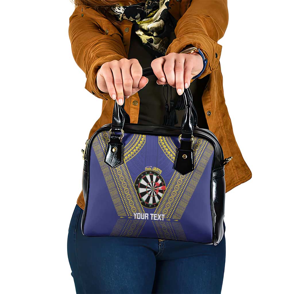 Personalised Niue Darts Shoulder Handbag Dart Board Hiapo Pattern - Polynesian Pride