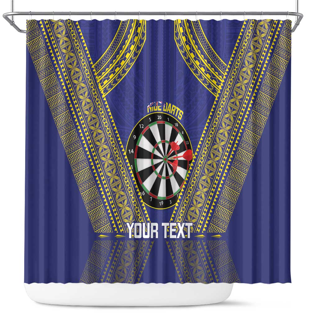 Personalised Niue Darts Shower Curtain Dart Board Hiapo Pattern - Polynesian Pride