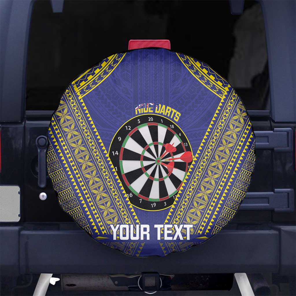 Personalised Niue Darts Spare Tire Cover Dart Board Hiapo Pattern - Polynesian Pride