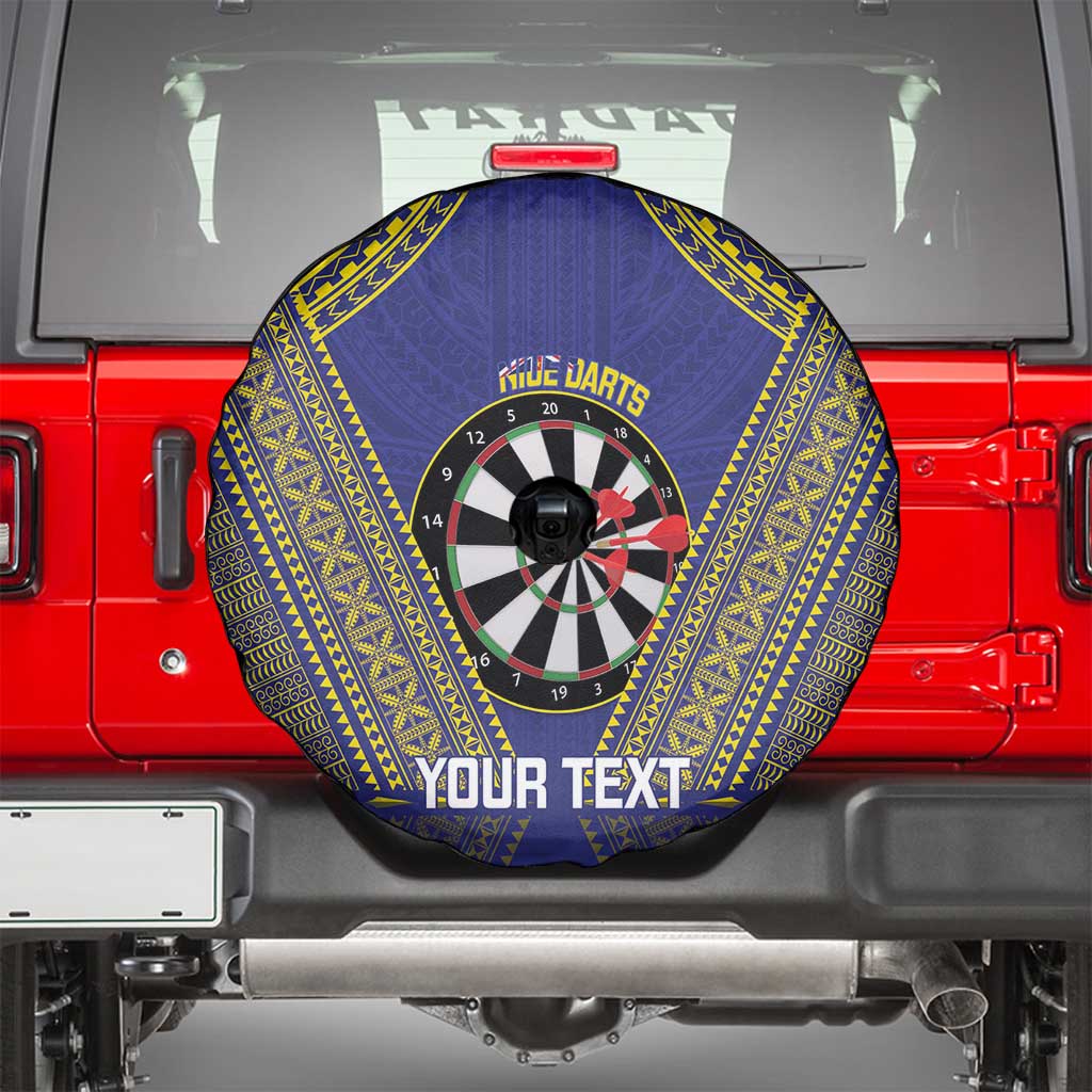 Personalised Niue Darts Spare Tire Cover Dart Board Hiapo Pattern - Polynesian Pride