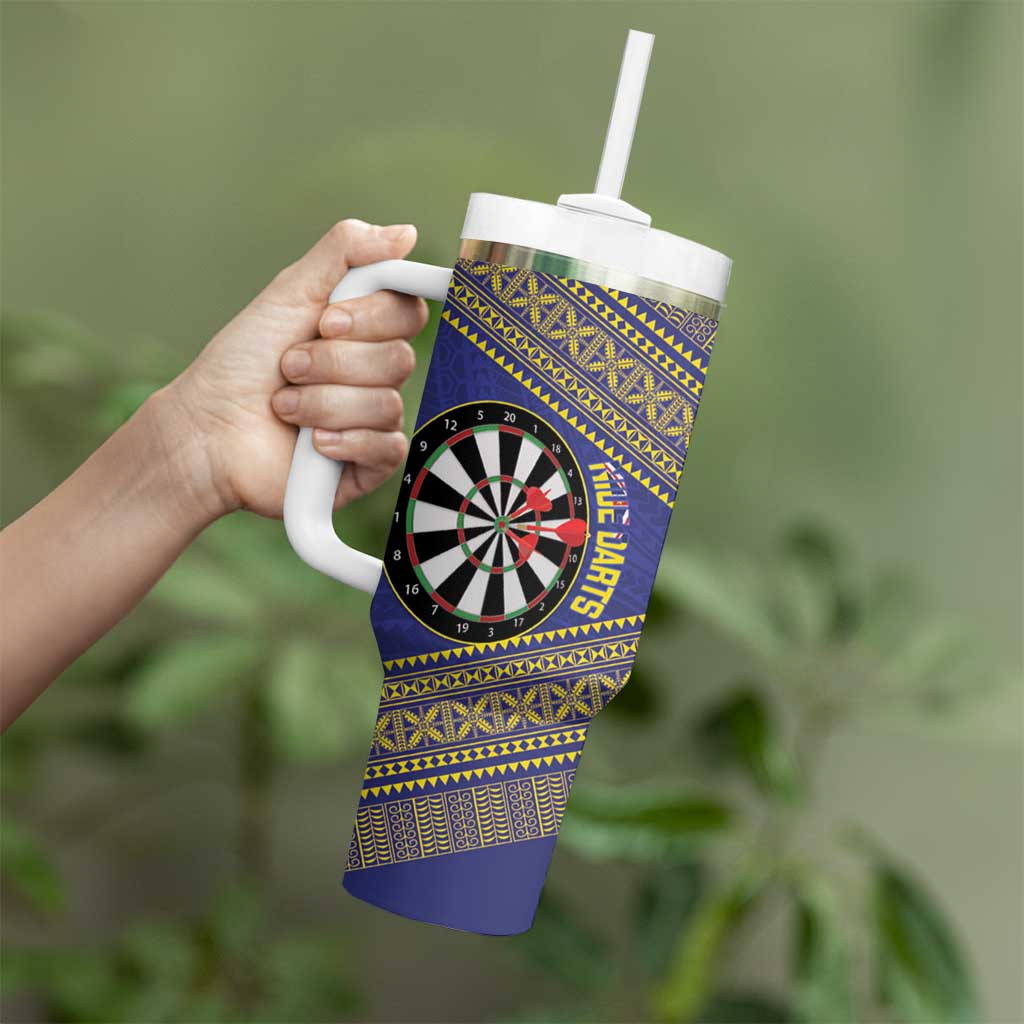 Personalised Niue Darts Tumbler With Handle Dart Board Hiapo Pattern - Polynesian Pride
