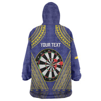 Personalised Niue Darts Wearable Blanket Hoodie Dart Board Hiapo Pattern - Polynesian Pride