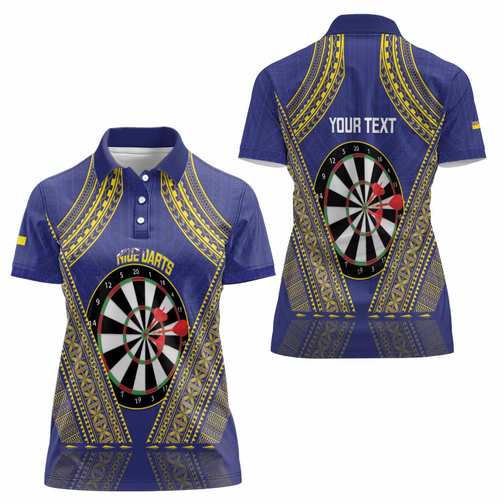 Personalised Niue Darts Women Polo Shirt Dart Board Hiapo Pattern - Polynesian Pride