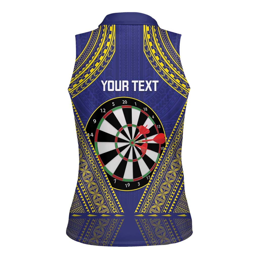 Personalised Niue Darts Women Sleeveless Polo Shirt Dart Board Hiapo Pattern LT14 - Polynesian Pride