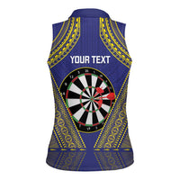 Personalised Niue Darts Women Sleeveless Polo Shirt Dart Board Hiapo Pattern LT14 - Polynesian Pride