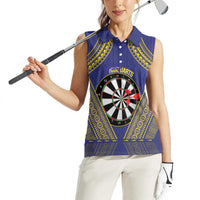 Personalised Niue Darts Women Sleeveless Polo Shirt Dart Board Hiapo Pattern LT14 - Polynesian Pride