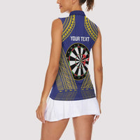 Personalised Niue Darts Women Sleeveless Polo Shirt Dart Board Hiapo Pattern LT14 - Polynesian Pride