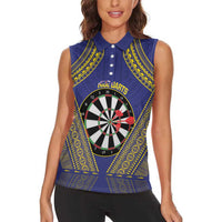 Personalised Niue Darts Women Sleeveless Polo Shirt Dart Board Hiapo Pattern LT14 - Polynesian Pride