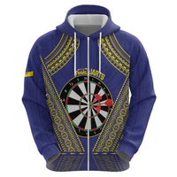 Personalised Niue Darts Zip Hoodie Dart Board Hiapo Pattern - Polynesian Pride