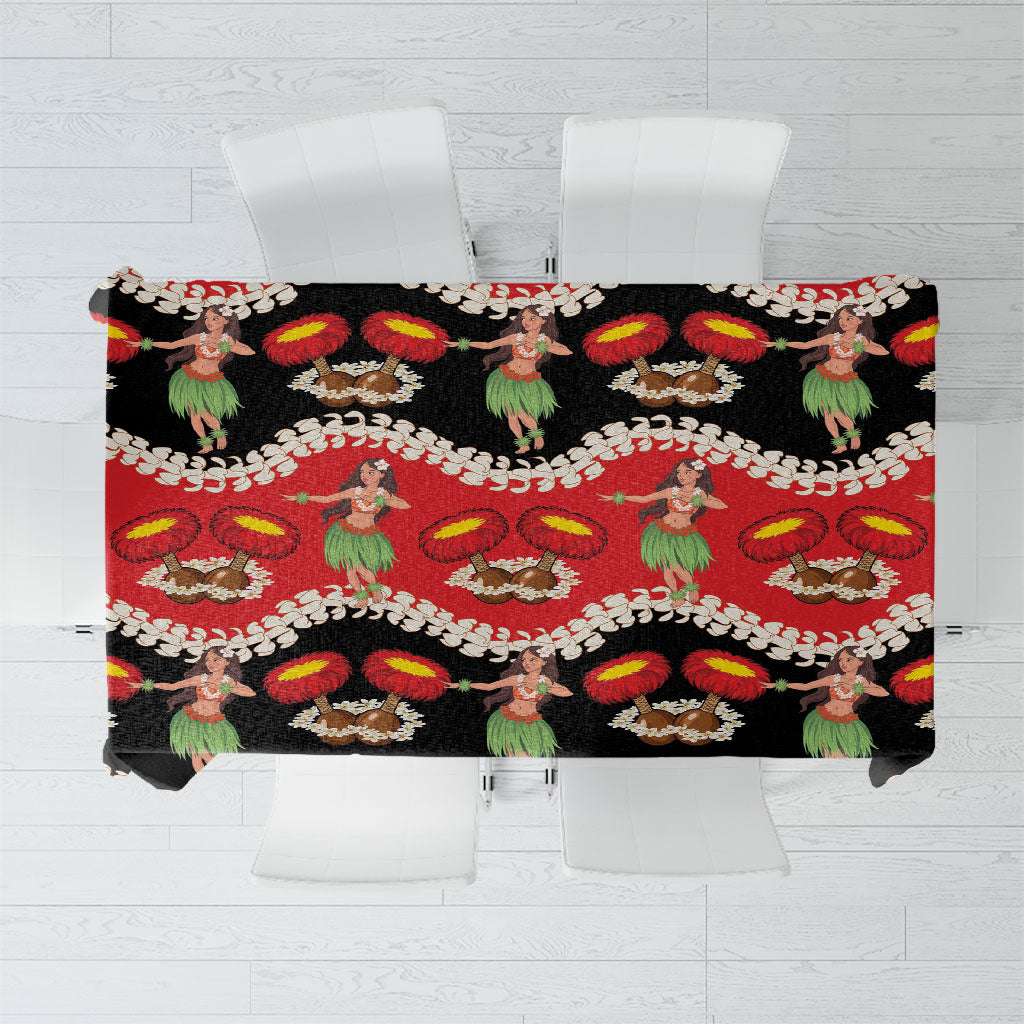 Uliuli Hawaii Makahiki Tablecloth Hawaiian Puakenikeni Lei Hula Girl Red Version LT14 Red - Polynesian Pride