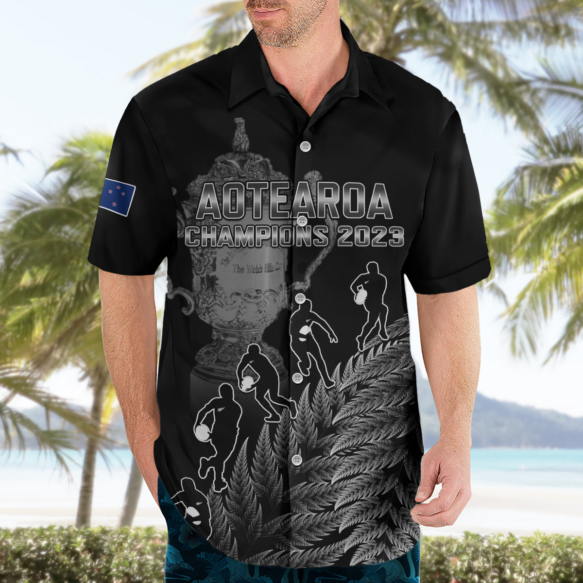 Custom New Zealand Silver Fern Rugby Hawaiian Shirt All Black Go Champions 2023 With Trophy Proud LT14 - Polynesian Pride