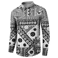 Black Bula Fiji Button Sweatshirt Unique Masi Tapa Pattern LT14 - Polynesian Pride