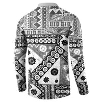Black Bula Fiji Button Sweatshirt Unique Masi Tapa Pattern LT14 - Polynesian Pride