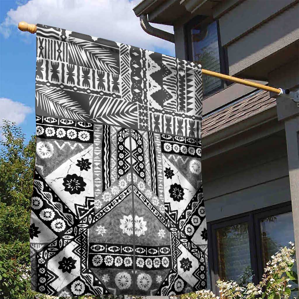 Black Bula Fiji Garden Flag Unique Masi Tapa Pattern LT14 - Polynesian Pride