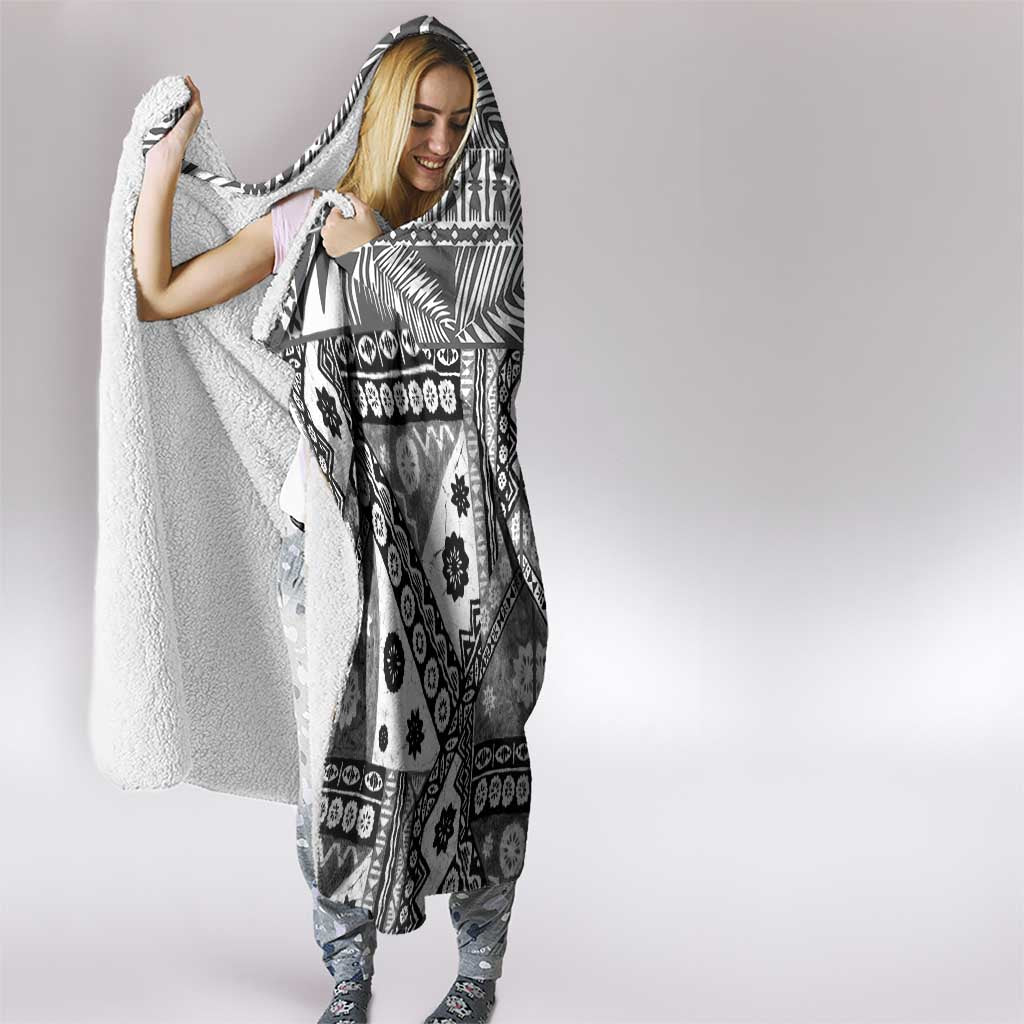 Black Bula Fiji Hooded Blanket Unique Masi Tapa Pattern LT14 - Polynesian Pride