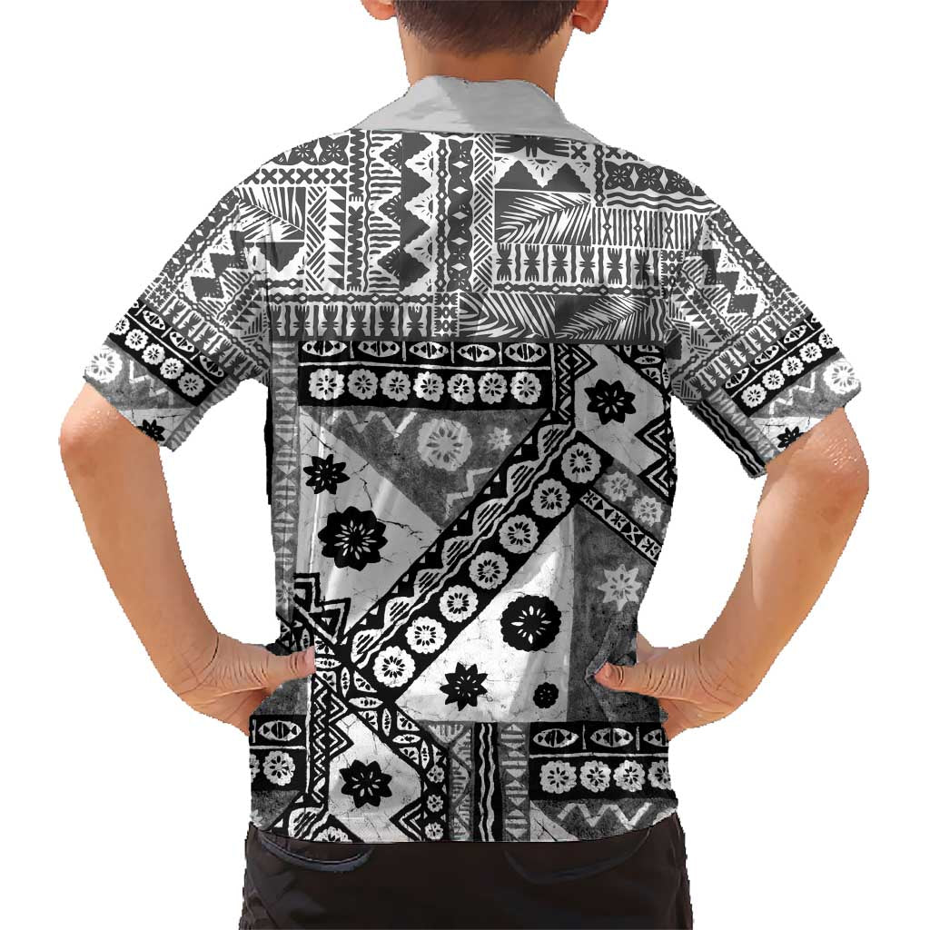 Black Bula Fiji Kid Hawaiian Shirt Unique Masi Tapa Pattern LT14 - Polynesian Pride