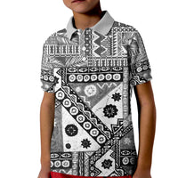 Black Bula Fiji Kid Polo Shirt Unique Masi Tapa Pattern LT14 Kid Black - Polynesian Pride