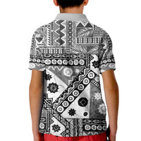 Black Bula Fiji Kid Polo Shirt Unique Masi Tapa Pattern LT14 - Polynesian Pride