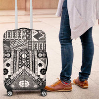 Black Bula Fiji Luggage Cover Unique Masi Tapa Pattern LT14 Black - Polynesian Pride