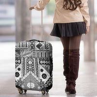 Black Bula Fiji Luggage Cover Unique Masi Tapa Pattern LT14 - Polynesian Pride