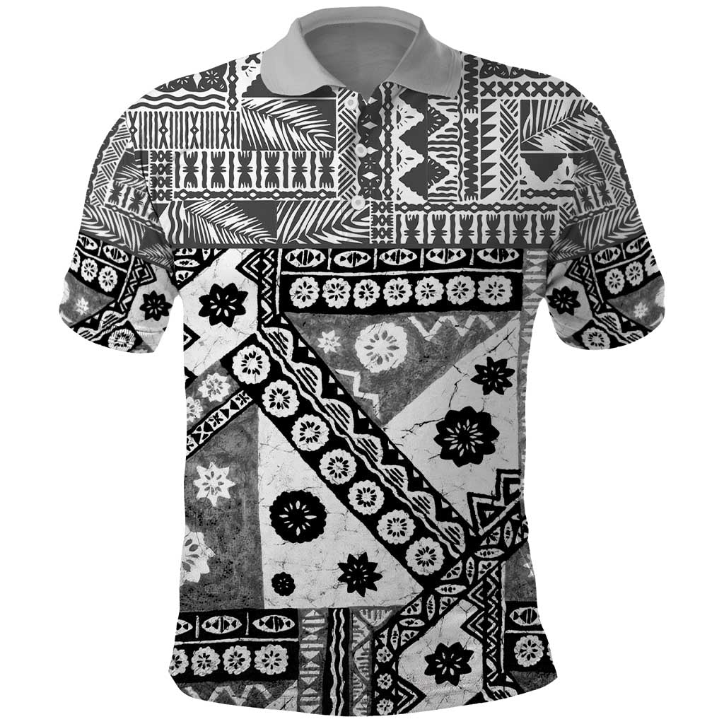 Black Bula Fiji Polo Shirt Unique Masi Tapa Pattern LT14 Black - Polynesian Pride