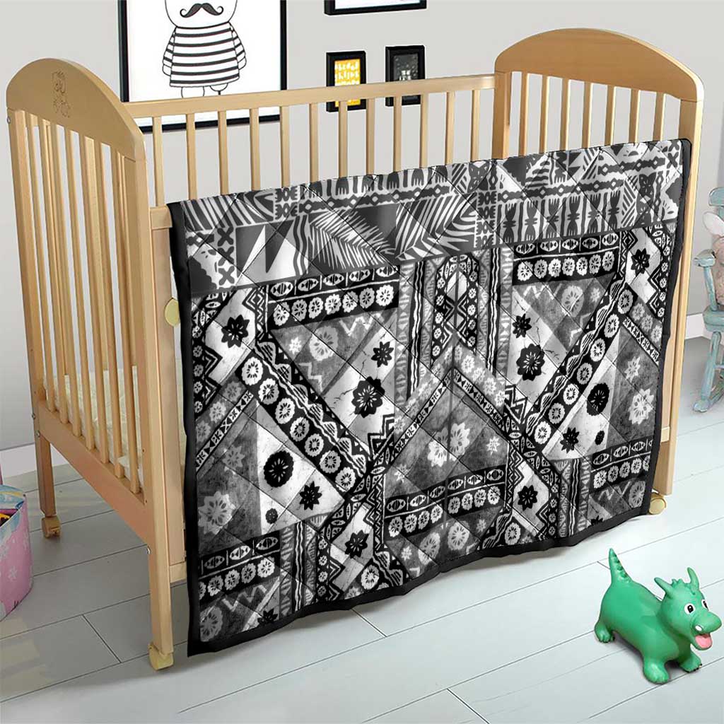 Black Bula Fiji Quilt Unique Masi Tapa Pattern LT14 - Polynesian Pride