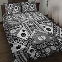 Black Bula Fiji Quilt Bed Set Unique Masi Tapa Pattern