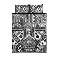 Black Bula Fiji Quilt Bed Set Unique Masi Tapa Pattern