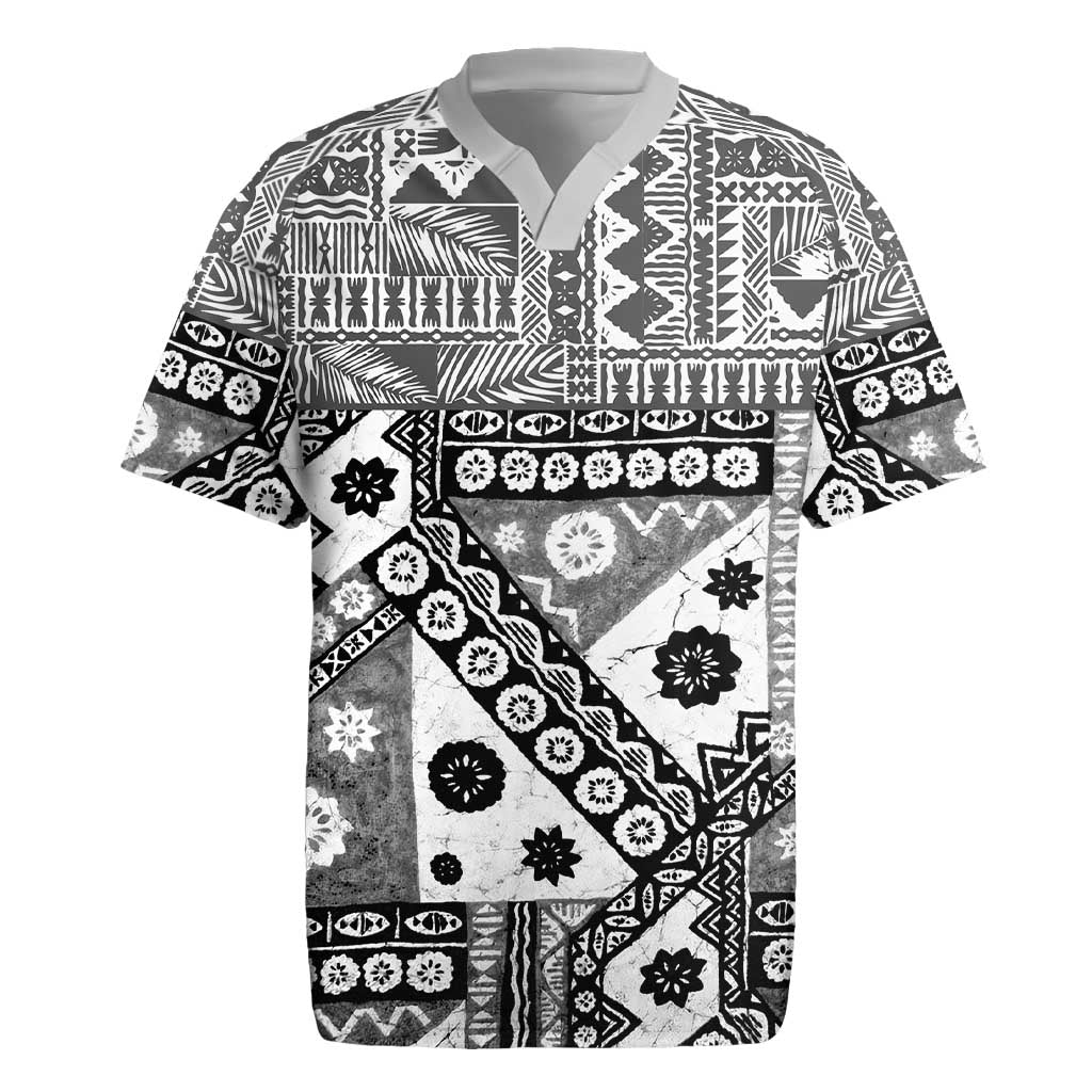 Black Bula Fiji Rugby Jersey Unique Masi Tapa Pattern LT14 Black - Polynesian Pride