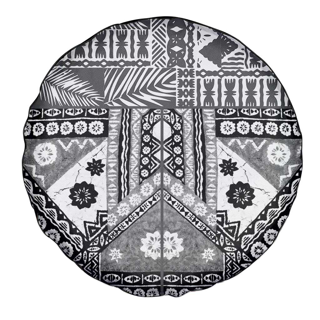 Black Bula Fiji Spare Tire Cover Unique Masi Tapa Pattern LT14 - Polynesian Pride