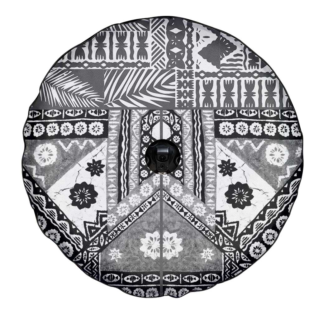 Black Bula Fiji Spare Tire Cover Unique Masi Tapa Pattern LT14 - Polynesian Pride