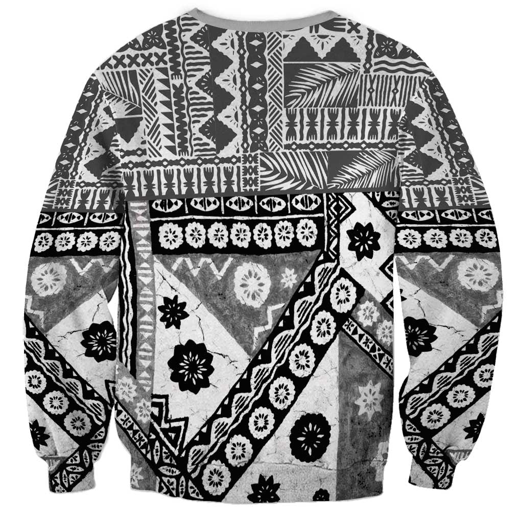 Black Bula Fiji Sweatshirt Unique Masi Tapa Pattern LT14 - Polynesian Pride