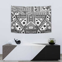 Black Bula Fiji Tapestry Unique Masi Tapa Pattern LT14 - Polynesian Pride