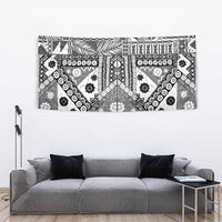 Black Bula Fiji Tapestry Unique Masi Tapa Pattern LT14 - Polynesian Pride