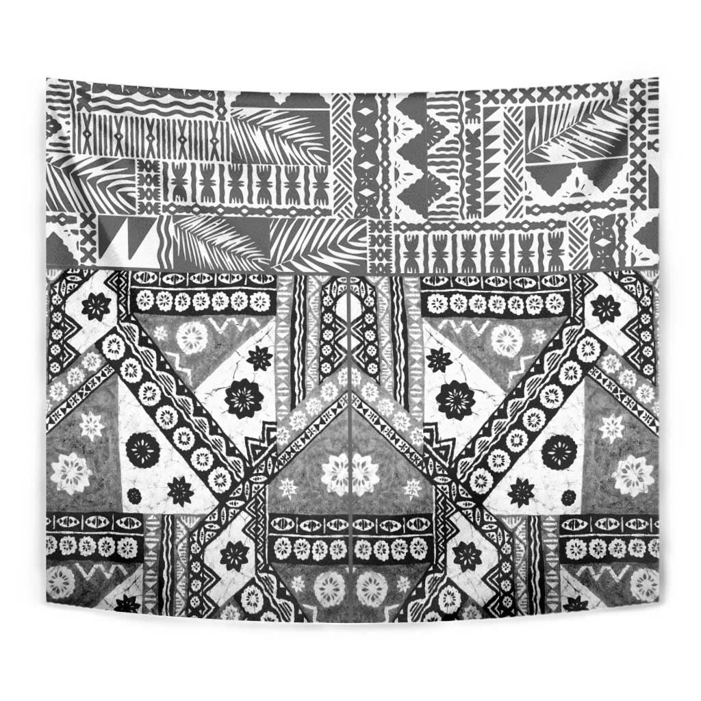 Black Bula Fiji Tapestry Unique Masi Tapa Pattern LT14 - Polynesian Pride