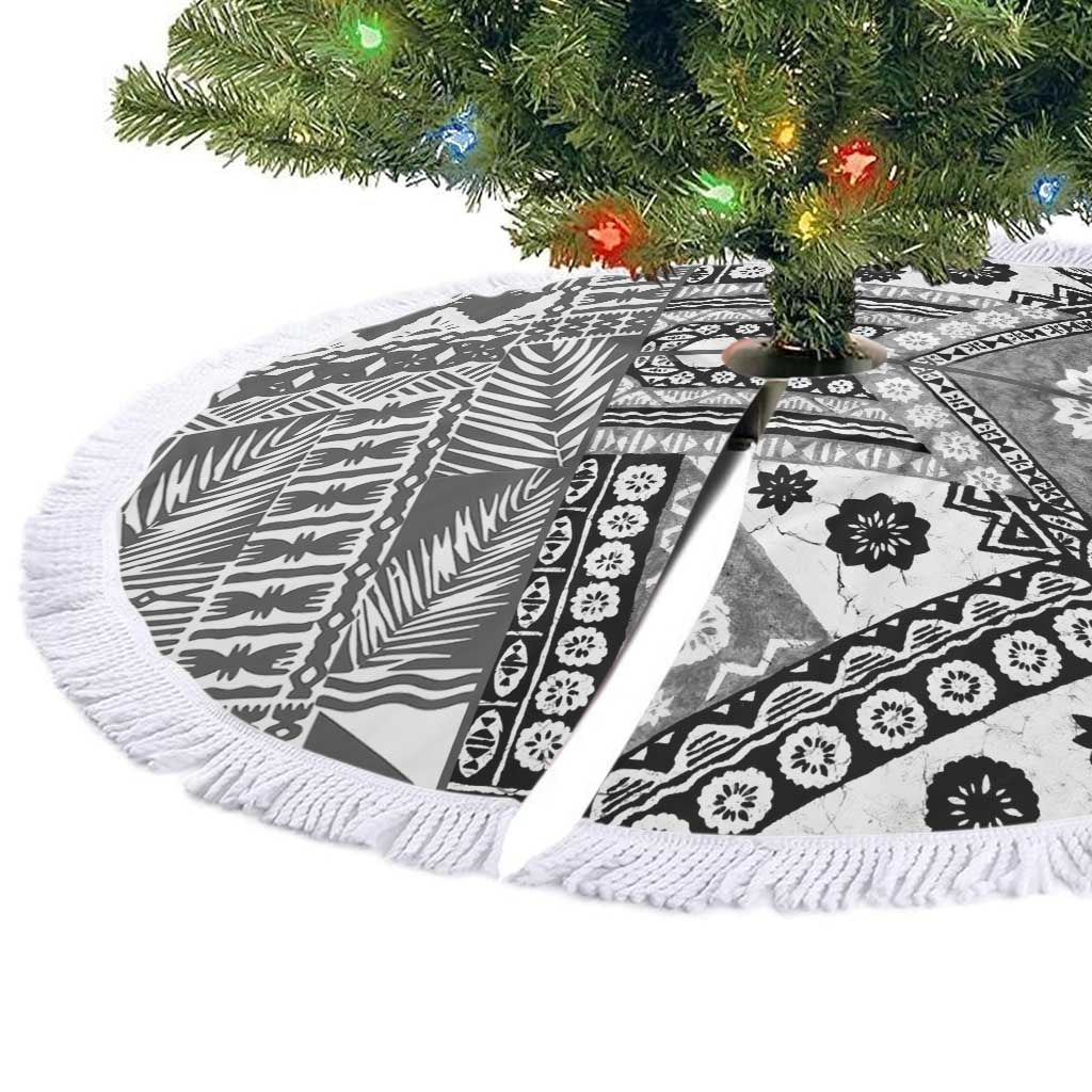 Black Bula Fiji Tree Skirt Unique Masi Tapa Pattern LT14 - Polynesian Pride