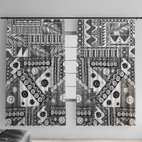 Black Bula Fiji Window Curtain Unique Masi Tapa Pattern