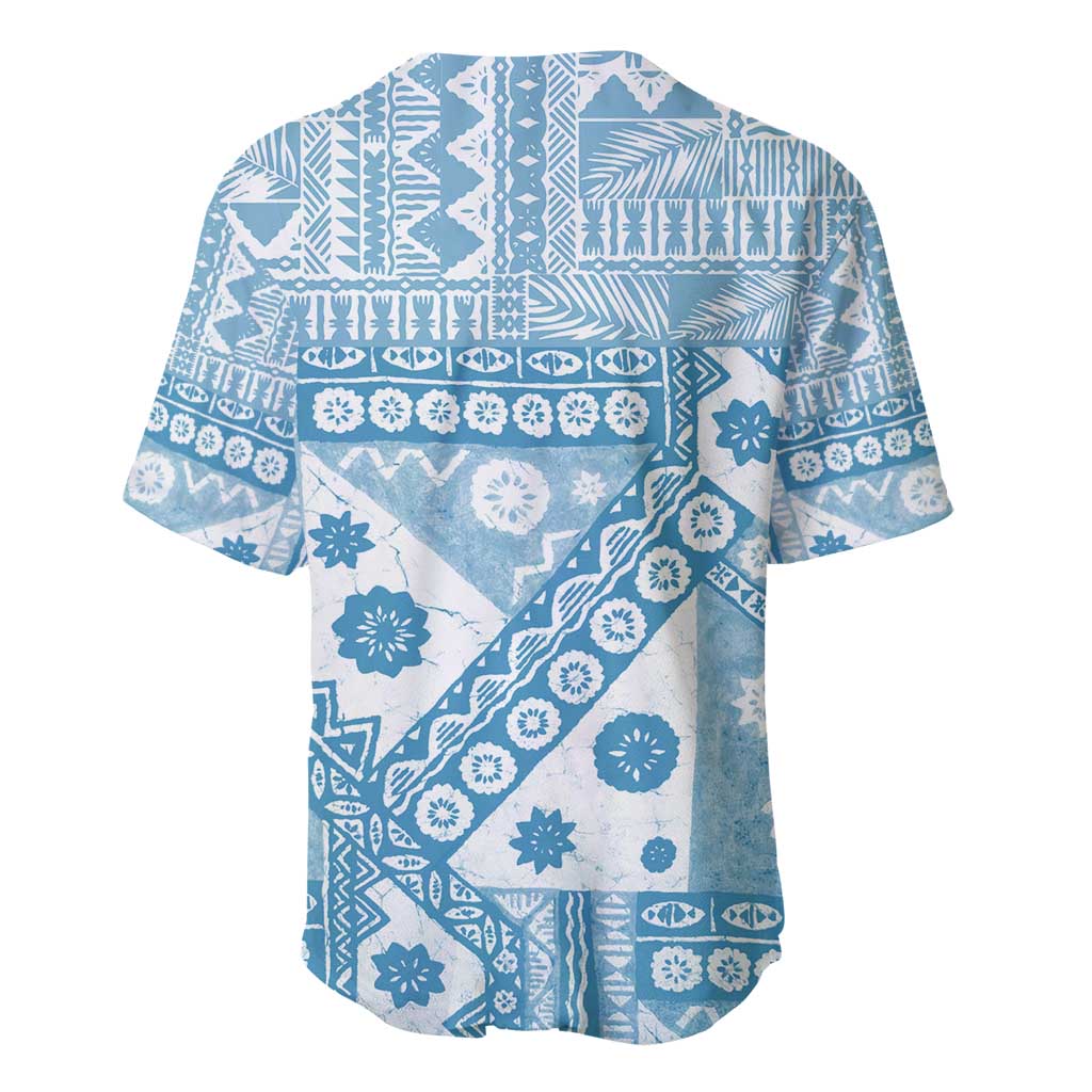 Blue Bula Fiji Baseball Jersey Unique Masi Tapa Pattern LT14 - Polynesian Pride