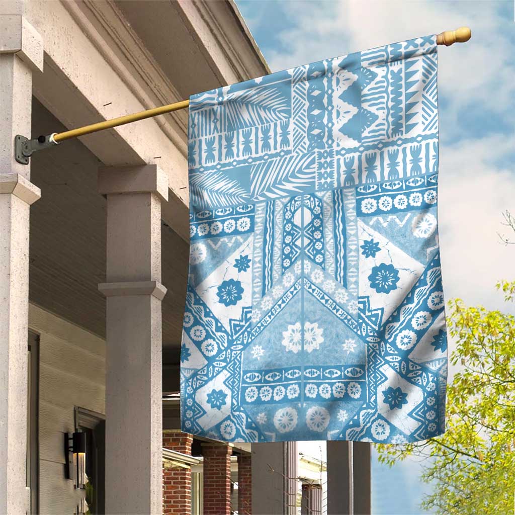Blue Bula Fiji Garden Flag Unique Masi Tapa Pattern LT14 House Flag Blue - Polynesian Pride