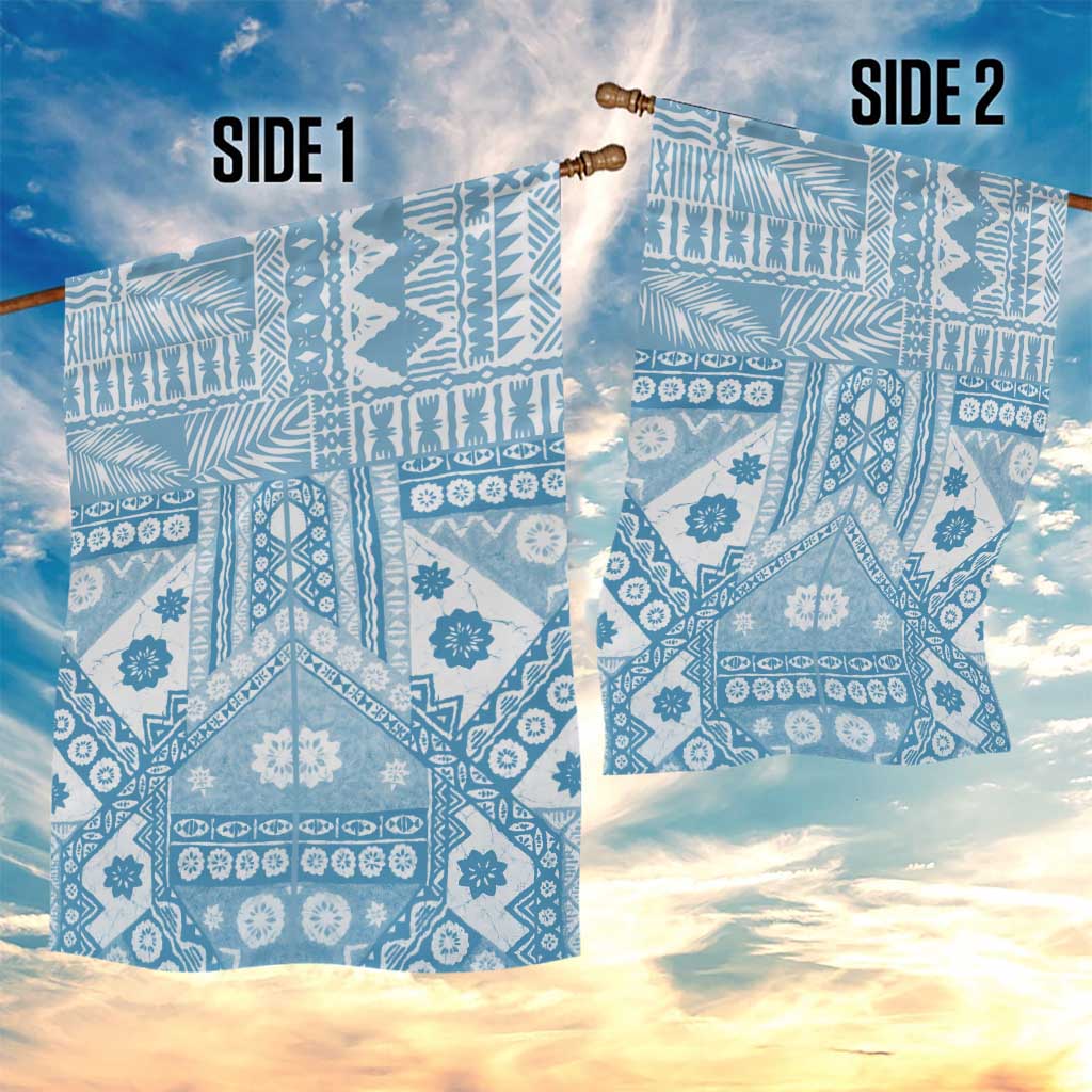 Blue Bula Fiji Garden Flag Unique Masi Tapa Pattern LT14 - Polynesian Pride