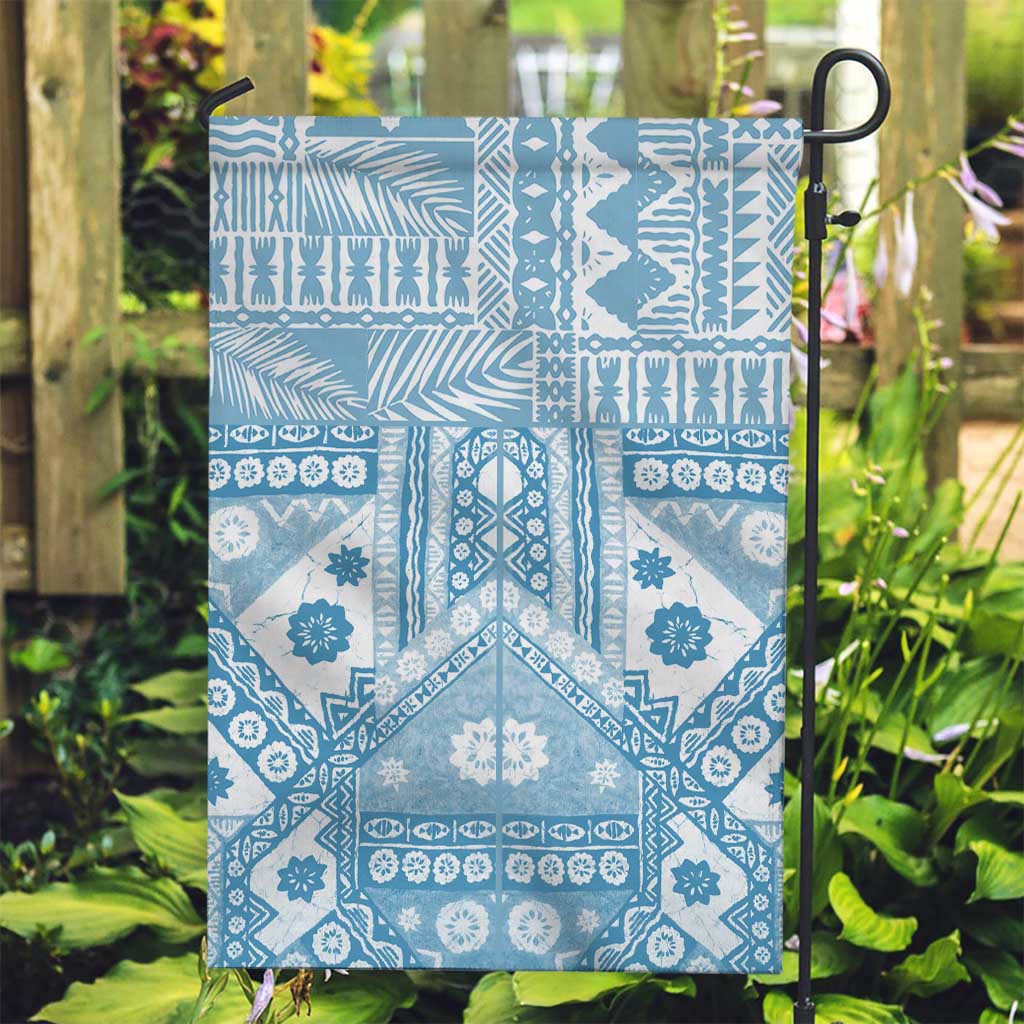 Blue Bula Fiji Garden Flag Unique Masi Tapa Pattern LT14 Garden Flag Blue - Polynesian Pride