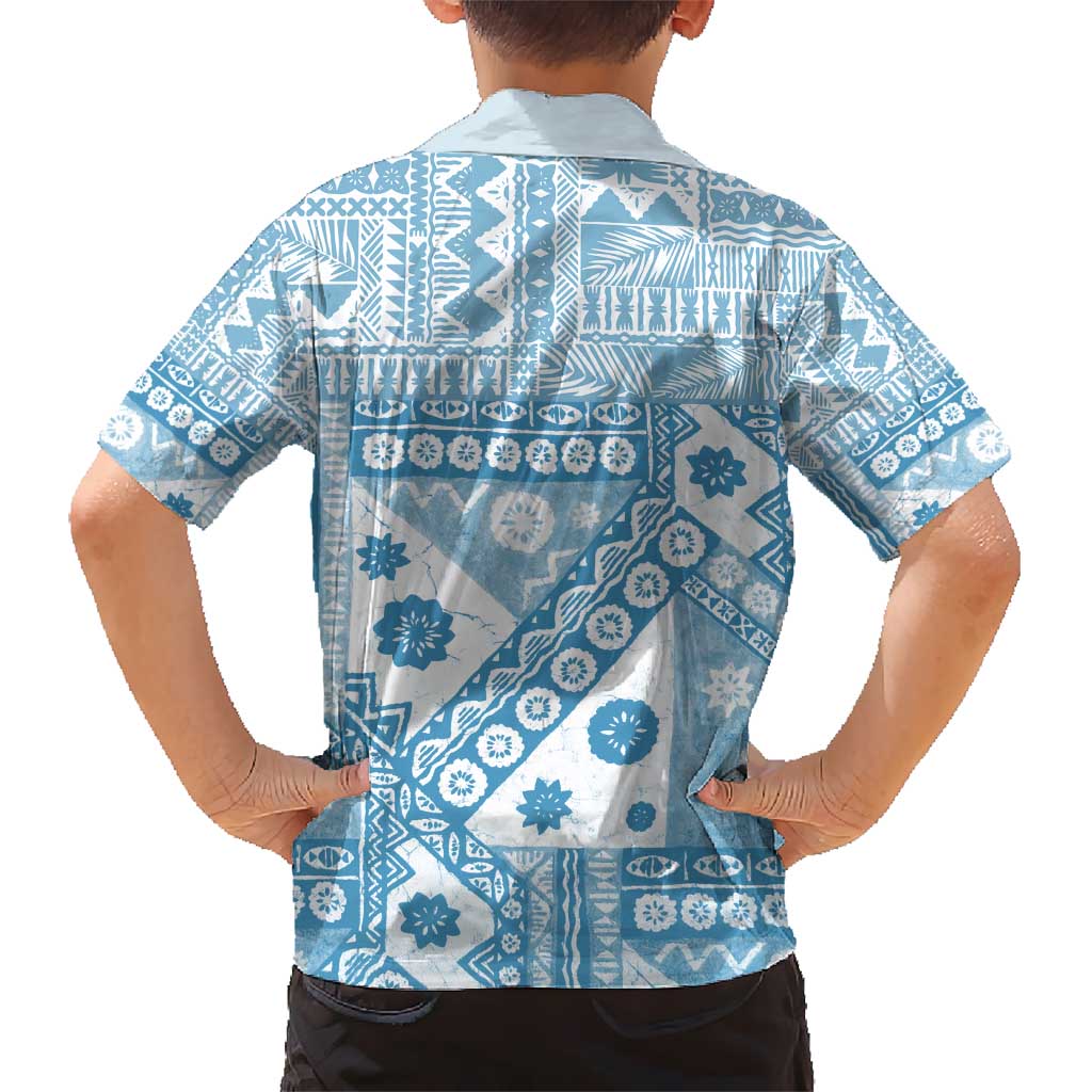 Blue Bula Fiji Kid Hawaiian Shirt Unique Masi Tapa Pattern LT14 - Polynesian Pride