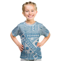 Blue Bula Fiji Kid T Shirt Unique Masi Tapa Pattern LT14 Blue - Polynesian Pride
