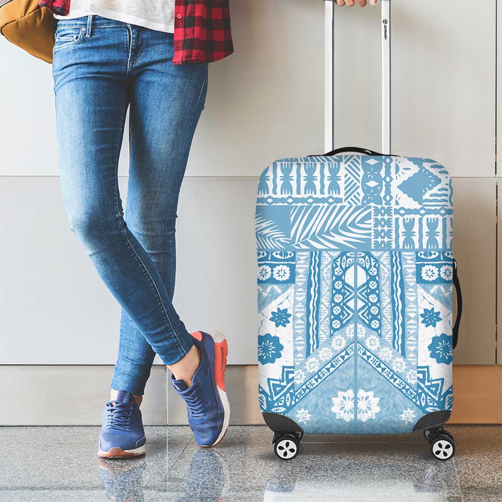 Blue Bula Fiji Luggage Cover Unique Masi Tapa Pattern LT14 - Polynesian Pride