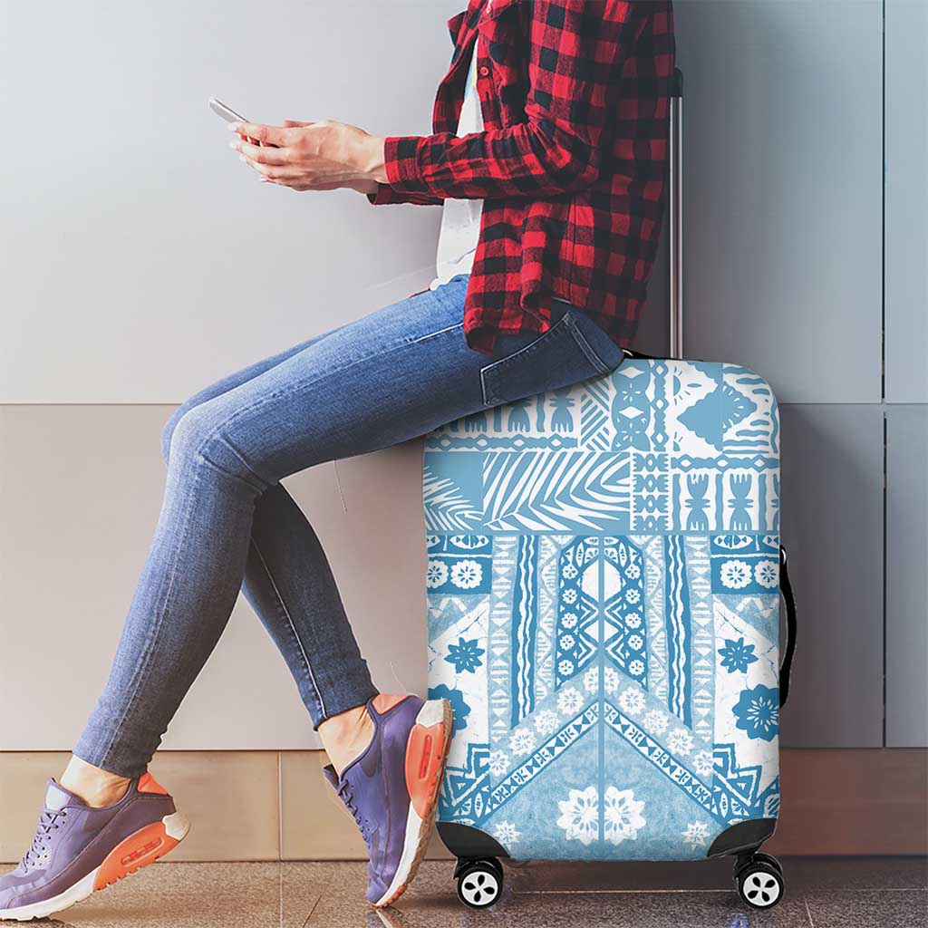 Blue Bula Fiji Luggage Cover Unique Masi Tapa Pattern LT14 - Polynesian Pride