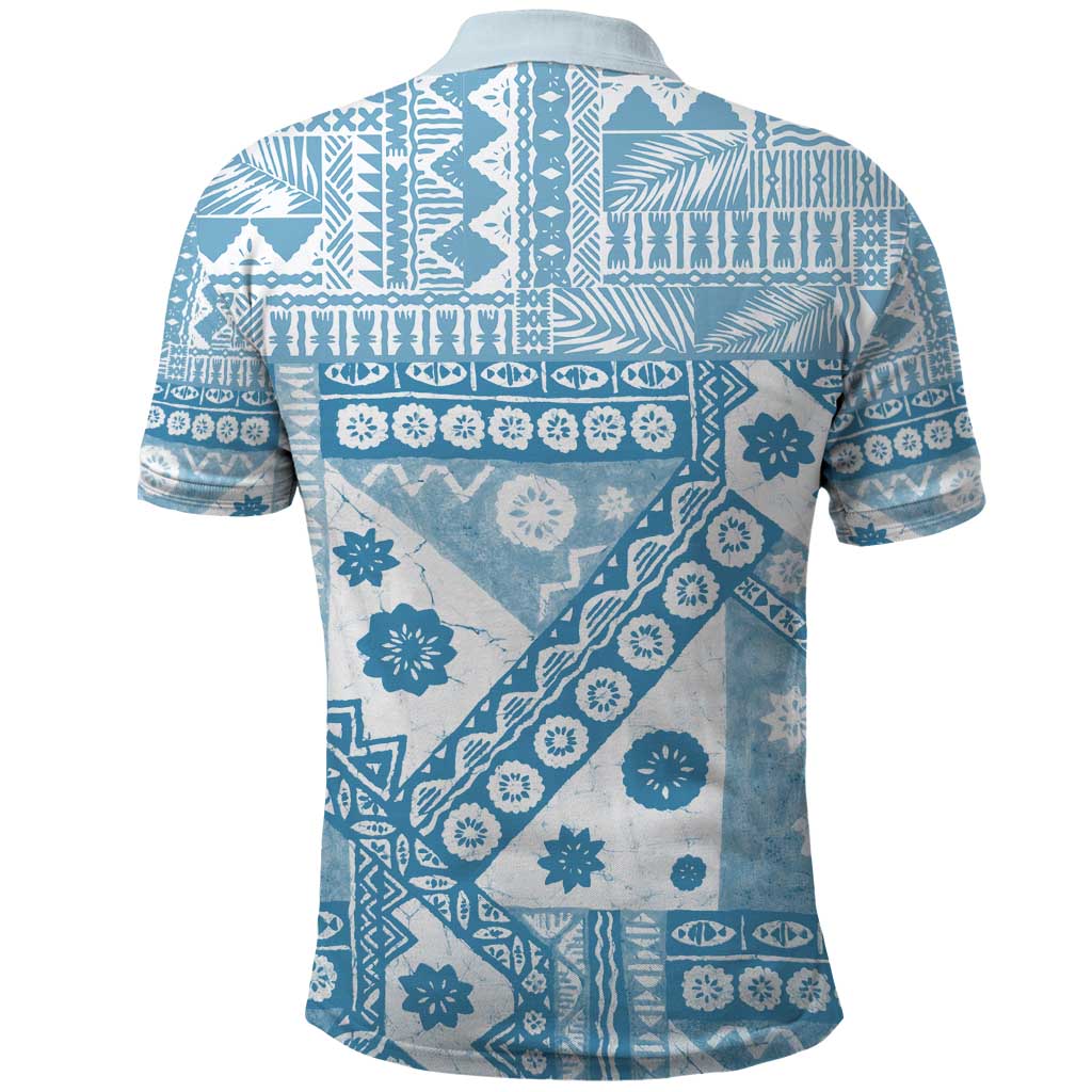 Blue Bula Fiji Polo Shirt Unique Masi Tapa Pattern LT14 - Polynesian Pride