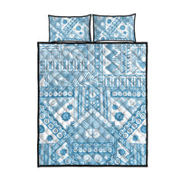 Blue Bula Fiji Quilt Bed Set Unique Masi Tapa Pattern