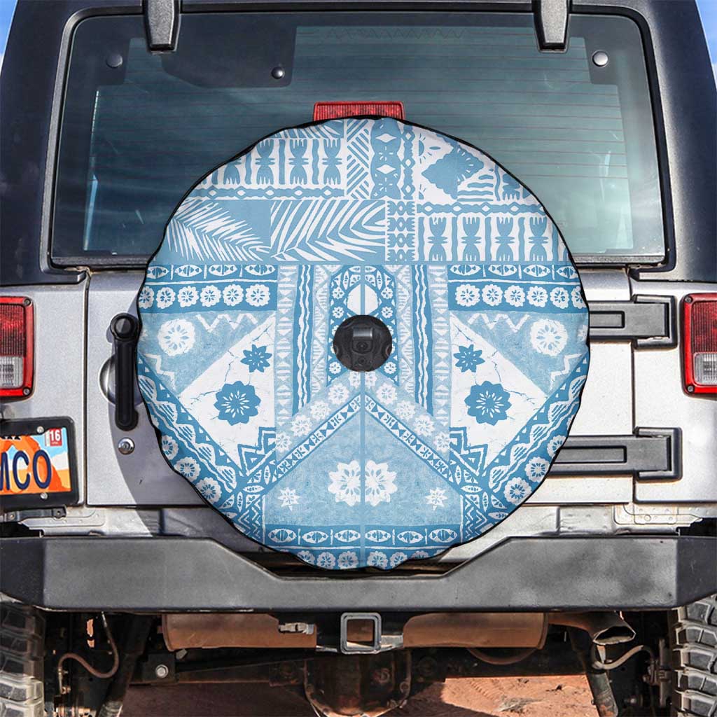 Blue Bula Fiji Spare Tire Cover Unique Masi Tapa Pattern LT14 Blue - Polynesian Pride